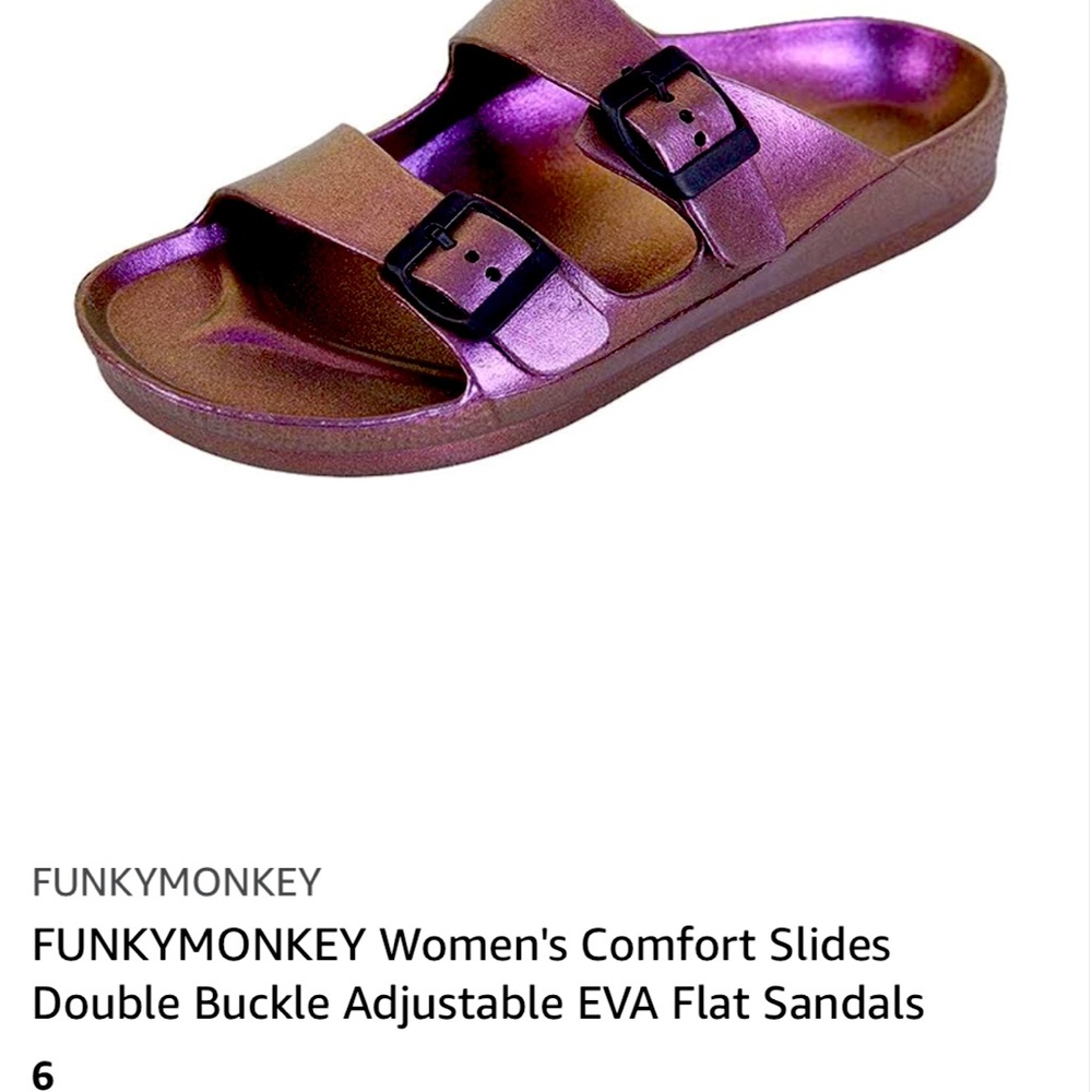 Purple double Buckle slip on sandals